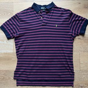 Ralph Lauren | Navy + Pink Striped Pony Polo